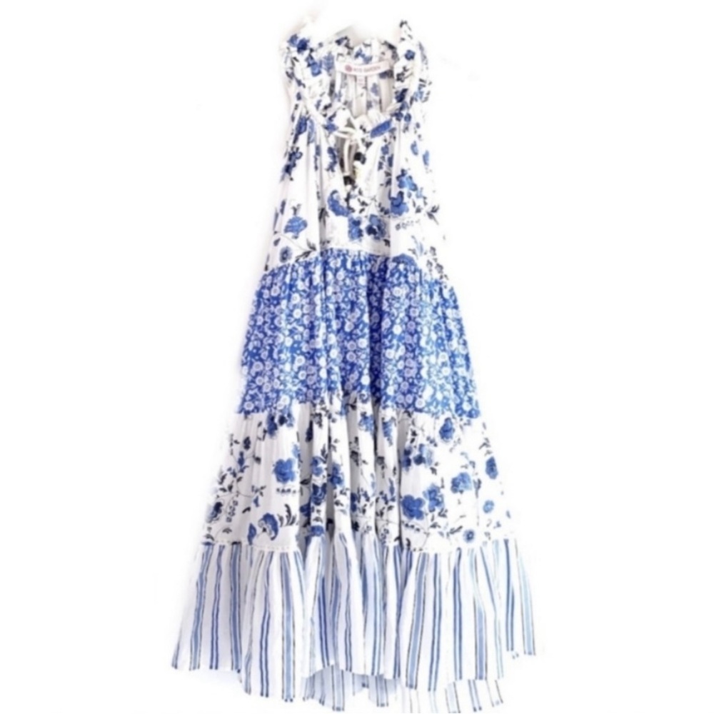 Tuckernuck Ro’s Garden sundress Sofia floral cotton dress Medium Provence blue